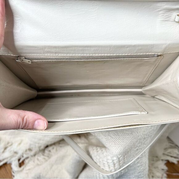 Vintage Parri’s Firenze Cream Leather Clutch Shoulder Bag Envelope Classic - Picture 11 of 12